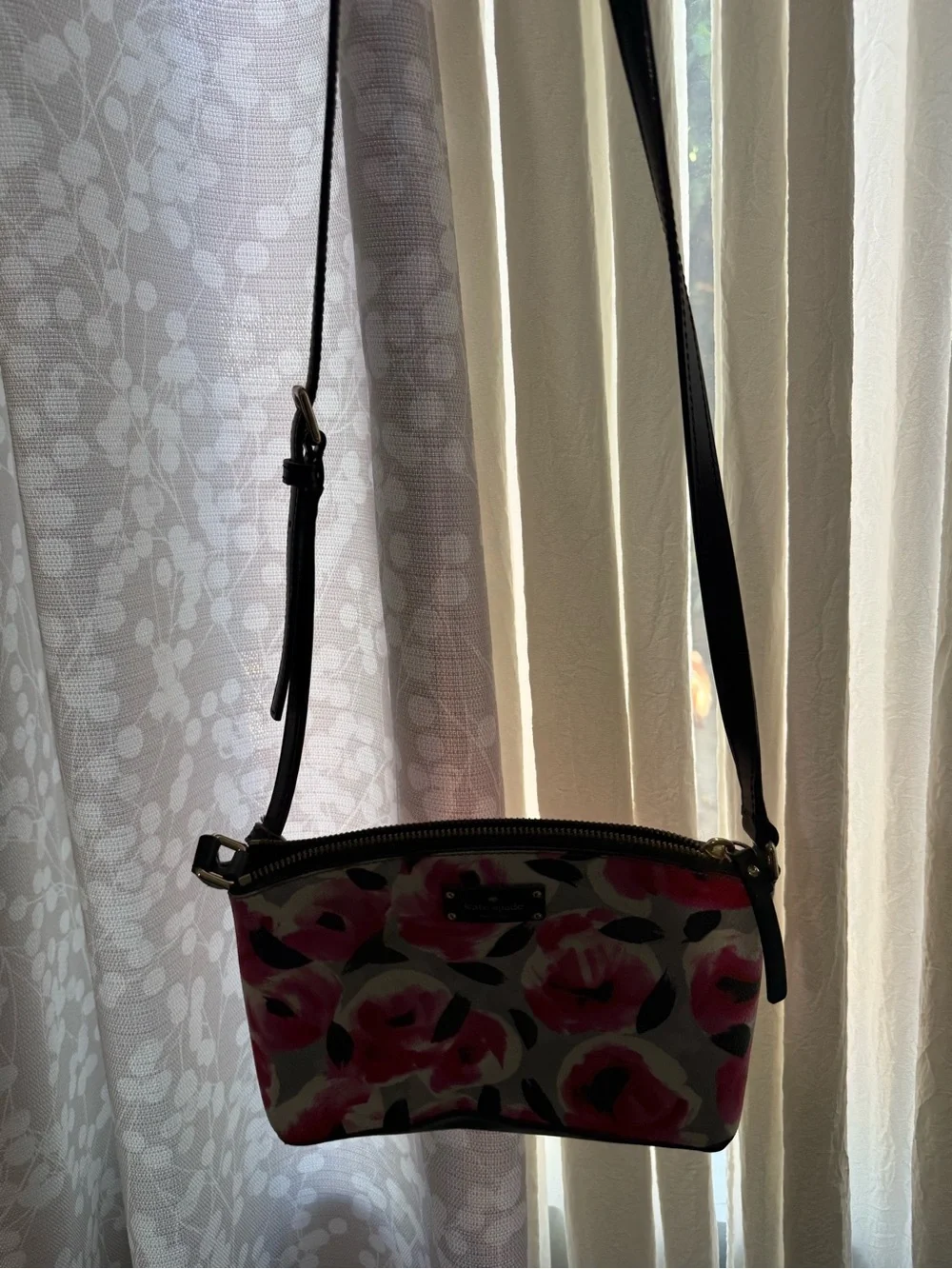 kate spade Pink Rose Print Crossbody Bag